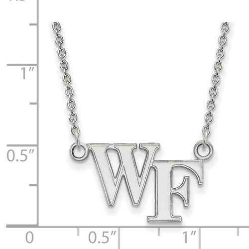 LogoArt Wake Forest University Necklace - Sterling Silver Rhodium-Plated W-F Small Pendant 18 Inch - View 2
