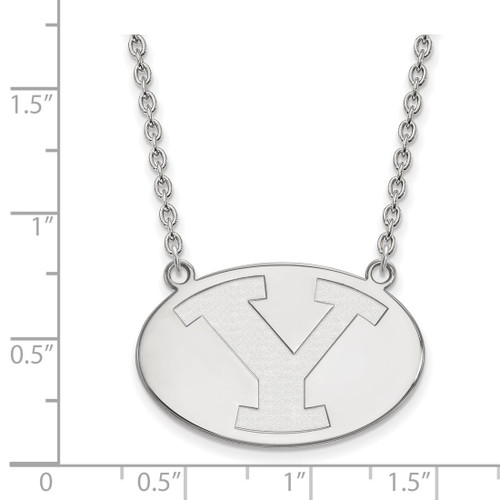 LogoArt Brigham Young University Necklace - Sterling Silver Rhodium-Plated Letter Y Large Pendant 18 Inch - View 2