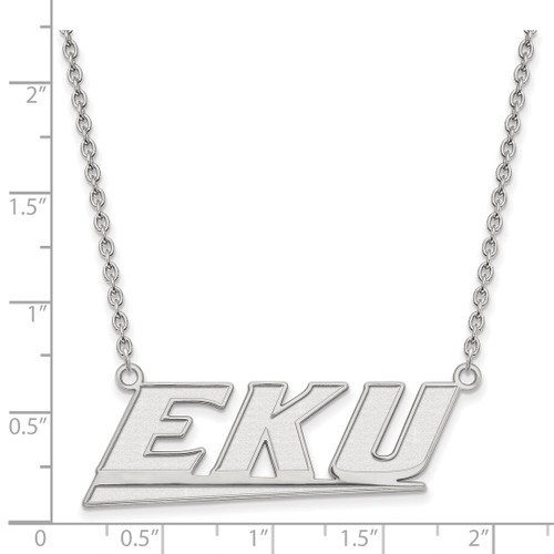 LogoArt Eastern Kentucky University Necklace - Sterling Silver Rhodium-Plated E-K-U Large Pendant 18 Inch - View 2