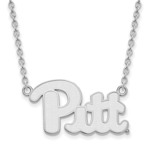LogoArt University of Pittsburgh Necklace - Sterling Silver Rhodium-Plated Large Pendant 18 Inch