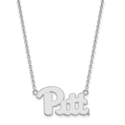 LogoArt University of Pittsburgh Necklace - Sterling Silver Rhodium-Plated Large Pendant 18 Inch - View 2