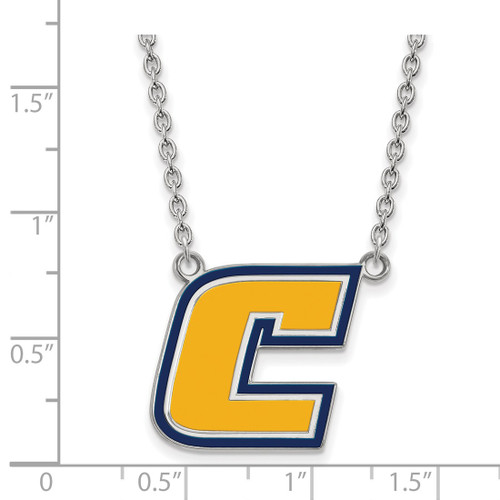 LogoArt University of Tennessee at Chattanooga Necklace - Sterling Silver Rhodium-Plated Letter C Large Enameled Pendant 18 Inch - View 2