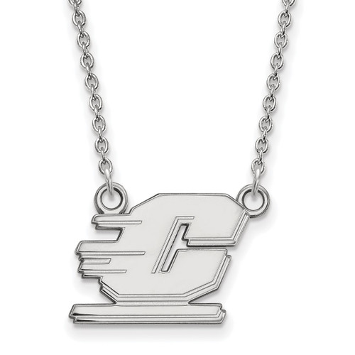 LogoArt Central Michigan University Necklace - Sterling Silver Rhodium-Plated Letter C Small Pendant 18 Inch
