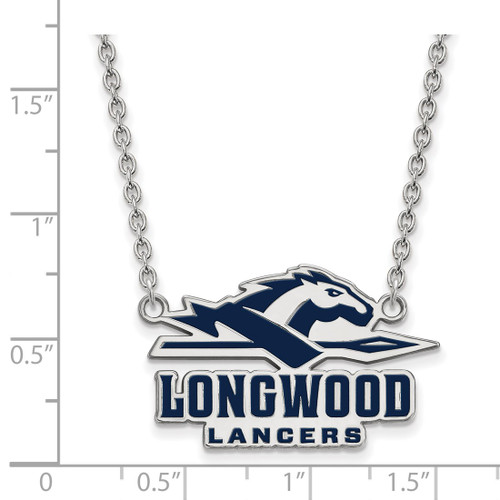 LogoArt Longwood University Necklace - Sterling Silver Rhodium-Plated Lancers Large Enameled Pendant 18 Inch - View 2
