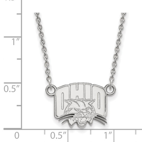 LogoArt Ohio University Necklace - Sterling Silver Rhodium-Plated Small Pendant 18 Inch - View 2