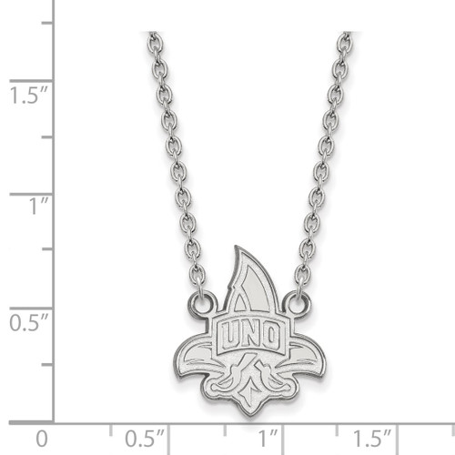 LogoArt University of New Orleans Necklace - Sterling Silver Rhodium-Plated U-N-O Large Pendant 18 Inch - View 2
