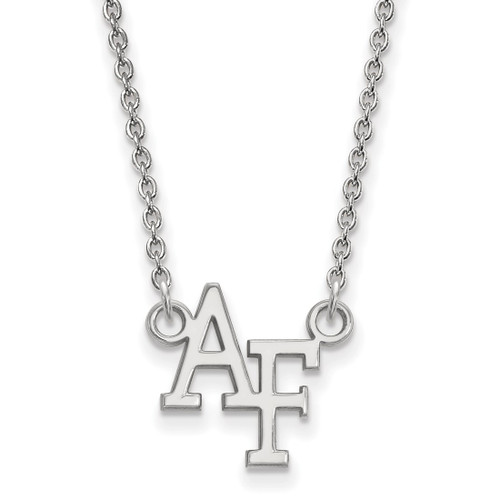LogoArt United States Air Force Academy Necklace - Sterling Silver Rhodium-Plated A-F Small Pendant 18 Inch