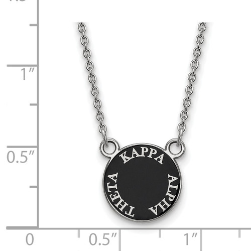 LogoArt Kappa Alpha Theta Necklace - Sterling Silver Rhodium-Plated Sorority Text Small Color Enamel Pendant 18 Inch - SS012KAT-18 - View 2