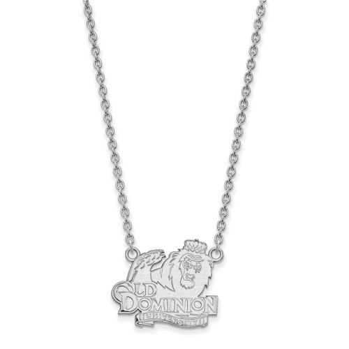 LogoArt Old Dominion University Necklace - Sterling Silver Rhodium-Plated Large Pendant 18 Inch