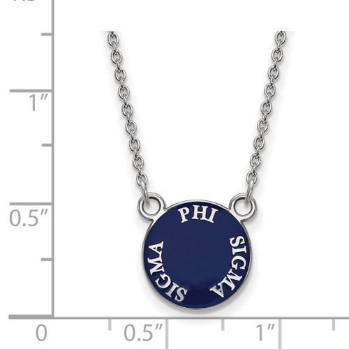 LogoArt Phi Sigma Sigma Necklace - Sterling Silver Rhodium-Plated Sorority Text Small Color Enamel Pendant 18 Inch - SS012PSS-18 - View 2