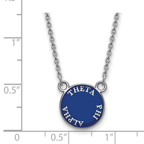 LogoArt Theta Phi Alpha Necklace - Sterling Silver Rhodium-Plated Sorority Text Small Color Enamel Pendant 18 Inch - SS012TPA-18 - View 2