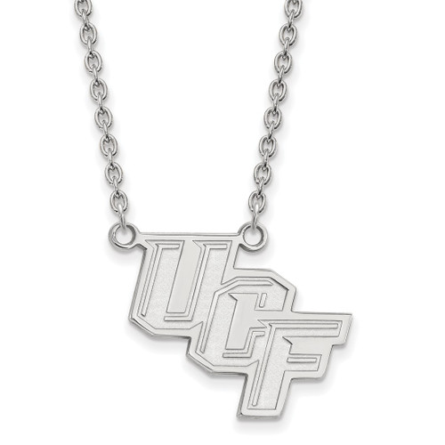 LogoArt University of Central Florida Necklace - Sterling Silver Rhodium-Plated U-C-F Large Pendant 18 Inch