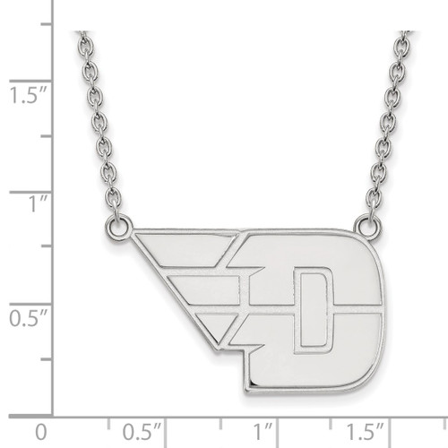 LogoArt University of Dayton Necklace - Sterling Silver Rhodium-Plated Large Pendant 18 Inch - View 2