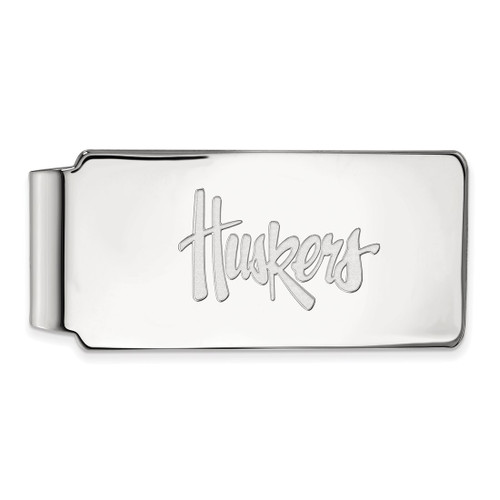 LogoArt University of Nebraska Money Clip - Sterling Silver Rhodium-Plated Huskers