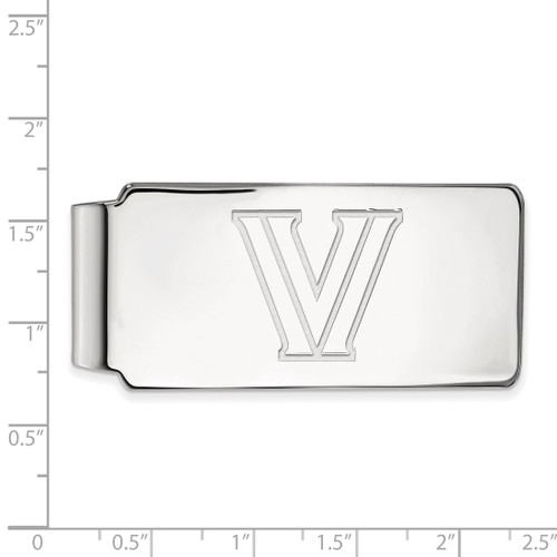 LogoArt Villanova University Money Clip - Sterling Silver Rhodium-Plated Letter V - View 2