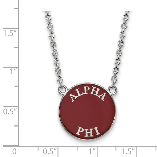 LogoArt Alpha Phi Necklace - Sterling Silver Rhodium-Plated Sorority Text Large Color Enamel Pendant 18 Inch - SS013APH-18 - View 2