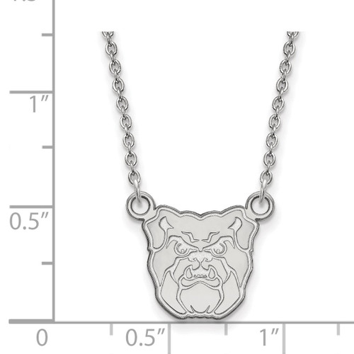 LogoArt Butler University Necklace - Sterling Silver Rhodium-Plated Bulldog Small Pendant 18 Inch - View 2