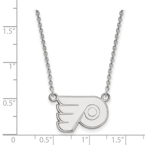 LogoArt Philadelphia Flyers Necklace - Sterling Silver Rhodium-Plated Small Pendant 18 Inch - View 2
