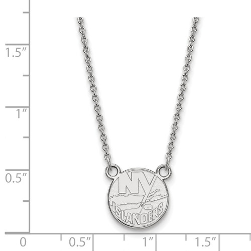 LogoArt New York Islanders Necklace - Sterling Silver Rhodium-Plated Small Pendant 18 Inch - View 2
