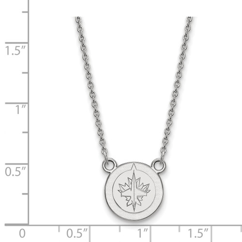 LogoArt Winnipeg Jets Necklace - Sterling Silver Rhodium-Plated Small Pendant 18 Inch - View 2
