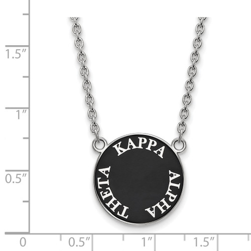 LogoArt Kappa Alpha Theta Necklace - Sterling Silver Rhodium-Plated Sorority Text Large Color Enamel Pendant 18 Inch - SS013KAT-18 - View 2