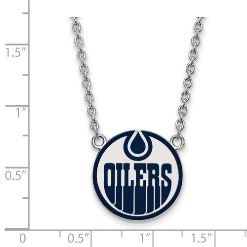 LogoArt Edmonton Oilers Necklace - Sterling Silver Rhodium-Plated Large Enameled Pendant 18 Inch - View 2