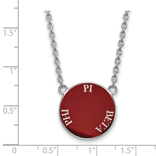 LogoArt Pi Beta Phi Necklace - Sterling Silver Rhodium-Plated Sorority Text Large Color Enamel Pendant 18 Inch - SS013PBP-18 - View 2