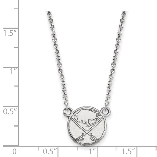 LogoArt Buffalo Sabres Necklace - Sterling Silver Rhodium-Plated Small Pendant 18 Inch - View 2