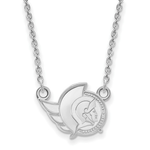 LogoArt Ottawa Senators Necklace - Sterling Silver Rhodium-Plated Small Pendant 18 Inch