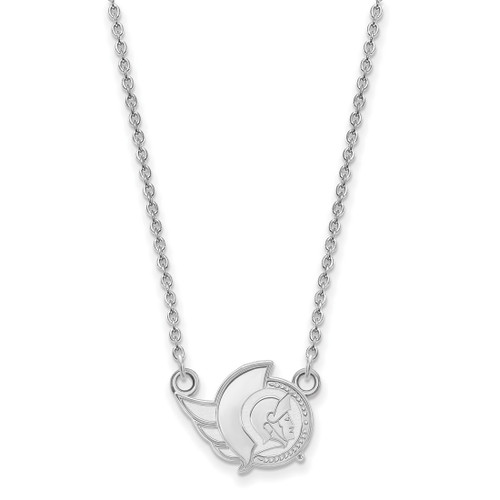 LogoArt Ottawa Senators Necklace - Sterling Silver Rhodium-Plated Small Pendant 18 Inch - View 2