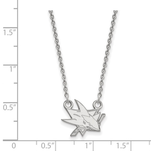 LogoArt San Jose Sharks Necklace - Sterling Silver Rhodium-Plated Small Pendant 18 Inch - View 2