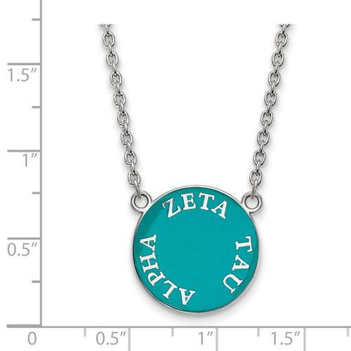 LogoArt Zeta Tau Alpha Necklace - Sterling Silver Rhodium-Plated Sorority Text Large Color Enamel Pendant 18 Inch - SS013ZTA-18 - View 2