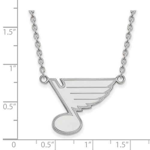 LogoArt St. Louis Blues Necklace - Sterling Silver Rhodium-Plated Large Pendant 18 Inch - View 2