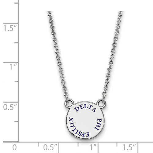 LogoArt Delta Phi Epsilon Necklace - Sterling Silver Rhodium-Plated Sorority Text Small Color Enamel Pendant 18 Inch - SS014DPH-18 - View 2