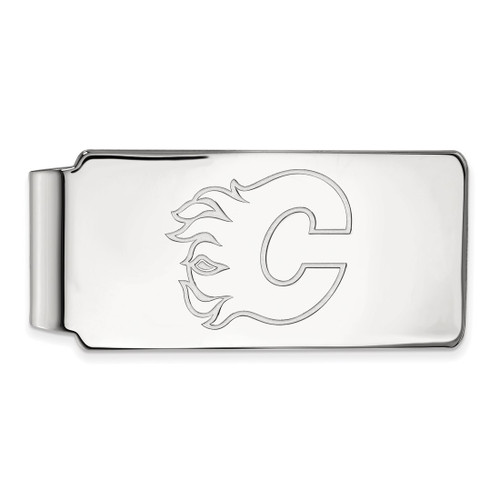 LogoArt Calgary Flames Money Clip - Sterling Silver Rhodium-Plated