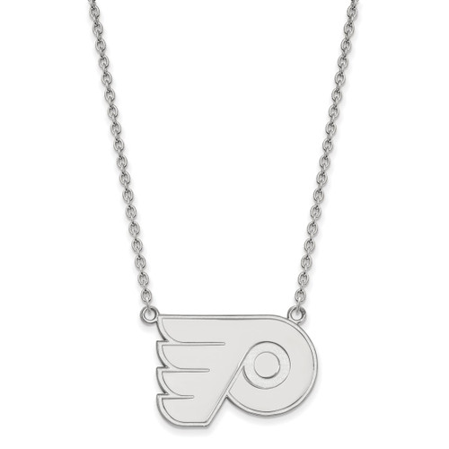 LogoArt Philadelphia Flyers Necklace - Sterling Silver Rhodium-Plated Large Pendant 18 Inch