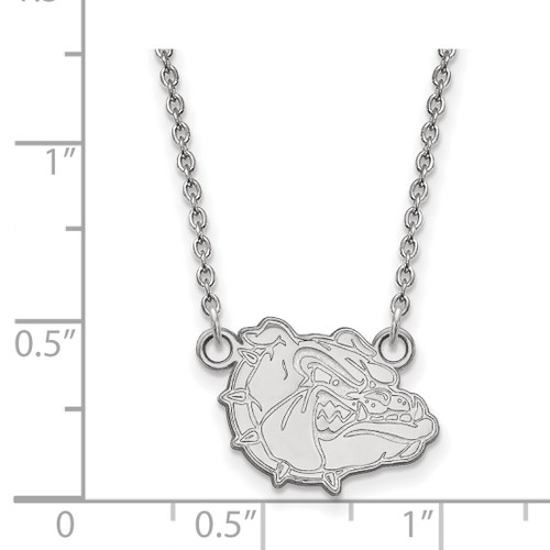 LogoArt Gonzaga University Necklace - Sterling Silver Rhodium-Plated Bulldog Small Pendant 18 Inch - View 2