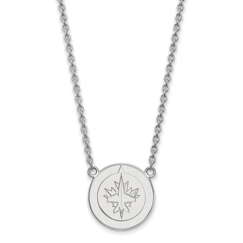 LogoArt Winnipeg Jets Necklace - Sterling Silver Rhodium-Plated Large Pendant 18 Inch