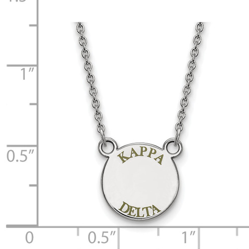 LogoArt Kappa Delta Necklace - Sterling Silver Rhodium-Plated Sorority Text Small Color Enamel Pendant 18 Inch - SS014KD-18 - View 2
