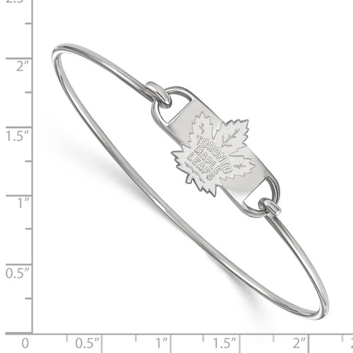 LogoArt Toronto Maple Leafs Bracelet - Sterling Silver Rhodium-Plated Small Center 7 Inch Wire Bangle - View 2
