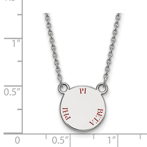 LogoArt Pi Beta Phi Necklace - Sterling Silver Rhodium-Plated Sorority Text Small Color Enamel Pendant 18 Inch - SS014PBP-18 - View 2