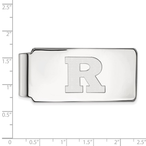 LogoArt Rutgers University Money Clip - Sterling Silver Rhodium-Plated Letter R - View 2