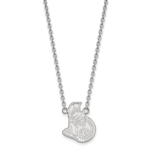 LogoArt Ottawa Senators Necklace - Sterling Silver Rhodium-Plated Large Pendant 18 Inch