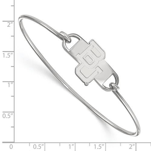 LogoArt Baylor University Bracelet - Sterling Silver Rhodium-Plated Bears Small Center 7 Inch Wire Bangle - View 2