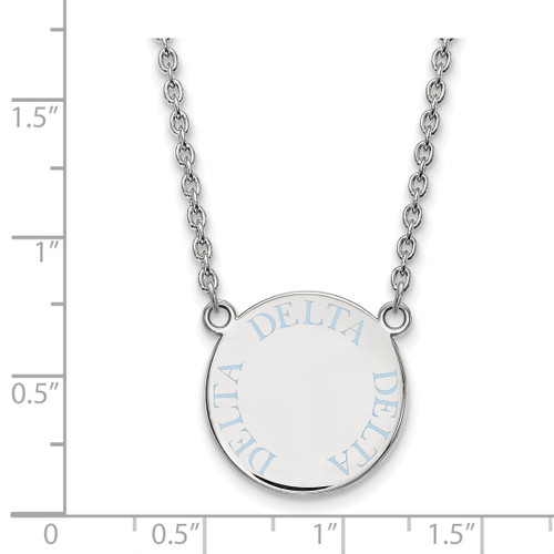 LogoArt Delta Delta Delta Necklace - Sterling Silver Rhodium-Plated Sorority Text Large Color Enamel Pendant 18 Inch - SS015DDD-18 - View 2