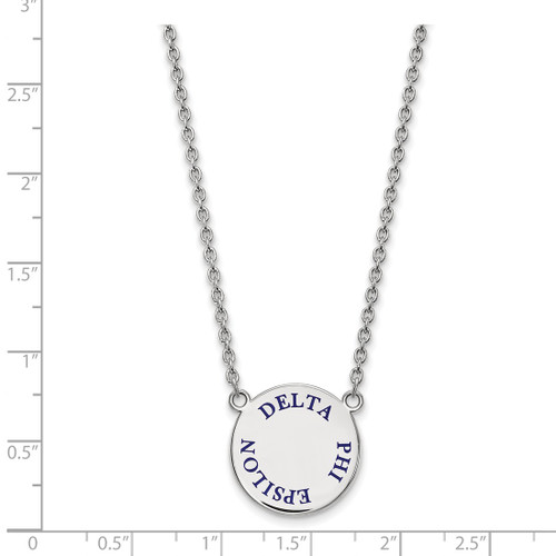 LogoArt Delta Phi Epsilon Necklace - Sterling Silver Rhodium-Plated Sorority Text Large Color Enamel Pendant 18 Inch - SS015DPH-18 - View 2