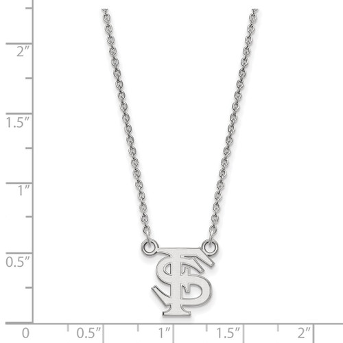 LogoArt Florida State University Necklace - Sterling Silver Rhodium-Plated F-S Small Pendant 18 Inch - View 2