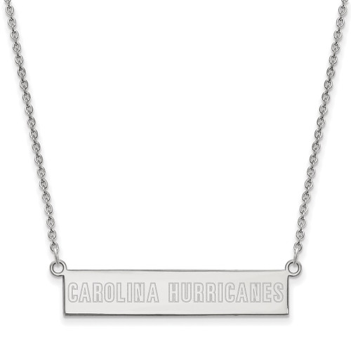 LogoArt Carolina Hurricanes Necklace - Sterling Silver Rhodium-Plated Small Bar 18 Inch