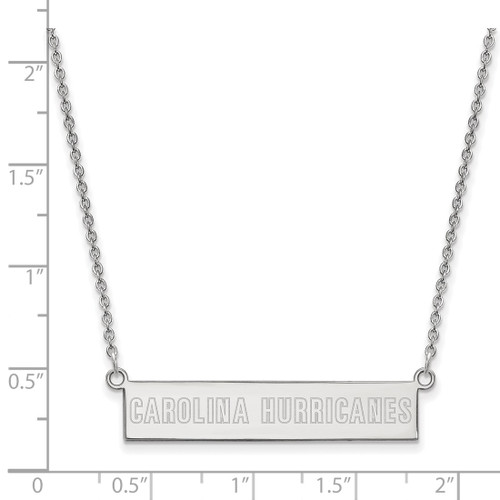 LogoArt Carolina Hurricanes Necklace - Sterling Silver Rhodium-Plated Small Bar 18 Inch - View 2