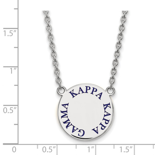 LogoArt Kappa Kappa Gamma Necklace - Sterling Silver Rhodium-Plated Sorority Text Large Color Enamel Pendant 18 Inch - SS015KKG-18 - View 2